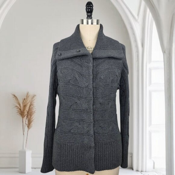 Talbots‎ Women Cardigan Sweater Cable Knit Snap Front Size LP - Picture 1 of 6